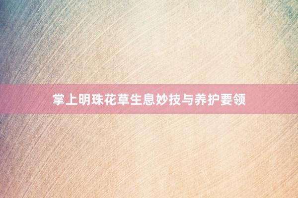 掌上明珠花草生息妙技与养护要领